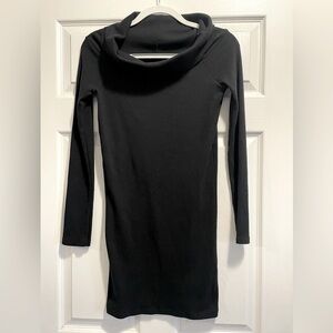 Zara Trafaluc Black Bodycon Turtleneck Cowlneck Long Sleeve Ribbed Dress Large